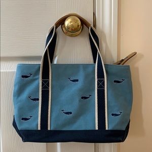 LLBEAN tiny tote bag with embroidered whales